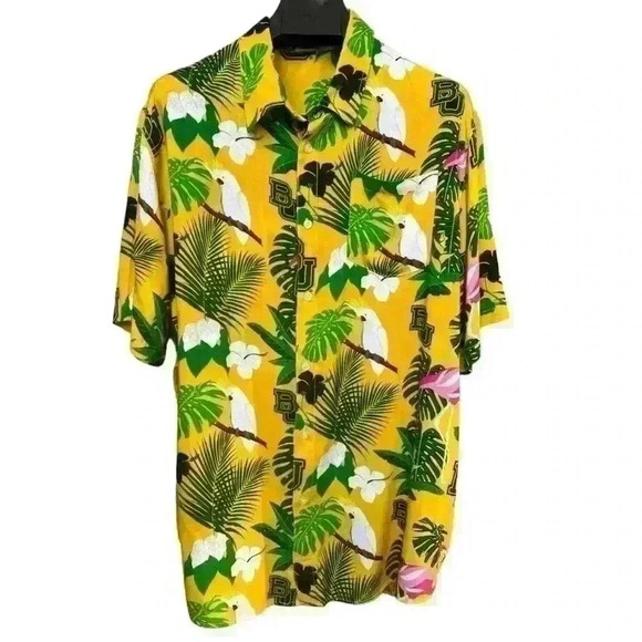 FOCO Baylor Bears NCAA Men’s Hawaiian Floral Button Up Short Sleeve Shirt XL - Picture 3 of 11